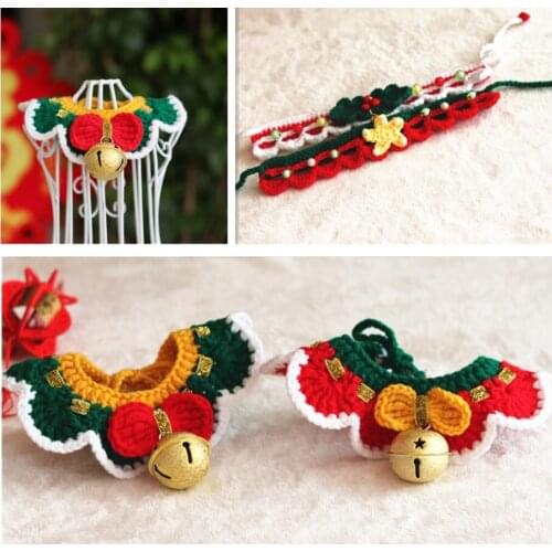 Pet knitting collar wool collar cat dog collar Christmas New Year Spring Festival collar jewelry