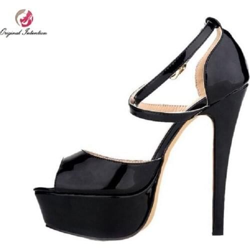 Original Intention Popular Women Sandals Platform Thin Heels Pumps Black Yellow Blue Pink Stylish Shoes Woman US Size 4-15