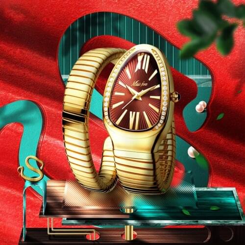 Womens Watches Snake Shape Luxury Wrist Watch For Women Steel Unique Gold Quartz Ladies Watch Clock Gift Relogio Feminino