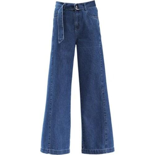 2019 New Hot Womens Wide leg Jeans For Spring Autumn High Waist Straight Long Jeans Female Fashion Vintage Washed Jeans