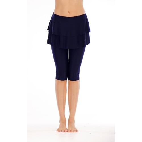 Womens Dark Blue Skirted Swim Legging Pants Cover-up UPF 50+ Sun Protection