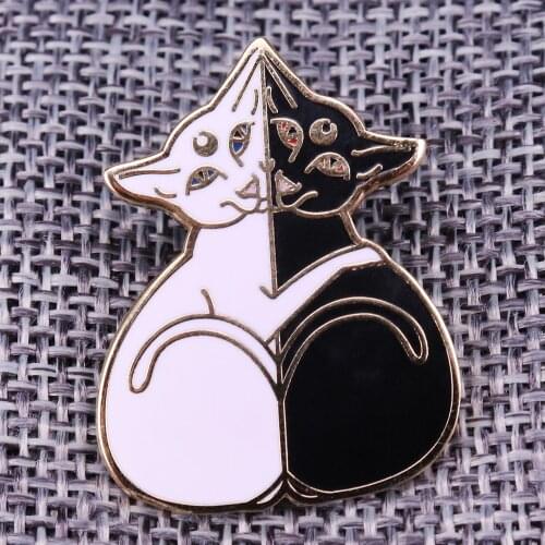 Yin Yang Cats Badge day and night kitties Enamel Pin You can't have one without the other one! couple gift