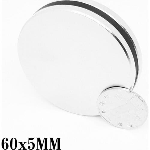 1/2PCS 60x5 mm Bulk Round Search Magnet 60mm X 5mm Big Rare Earth Neodymium Magnet 60x5mm N35 Permanent Magnet Strong 60*5 mm