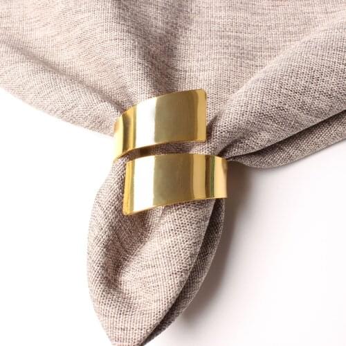 10pcs Gold-plated silver blade napkin buckle 6-word glossy napkin ring