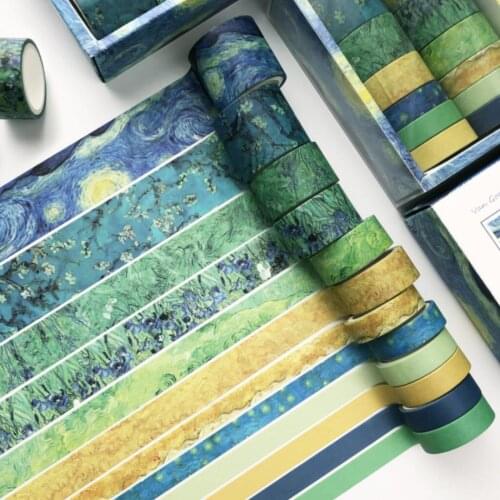 12 pcs/set The Van Gogh Impression Washi Tape Set Scrapbooking DIY Stationery Masking Tape School Office