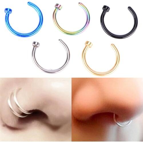 2pcs Medical Nostril Titanium Nose Hoop NoAse Rings Clip On Nose Ring Body Fake Piercing Piercing Jewelry For Women