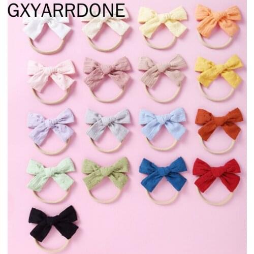 2021 New Cotton Bowknot Nylon Headband Dots Bow Baby Headwrap Hair Clips For Newborn Girl Kids Hairpins Toddler Hair Accessories