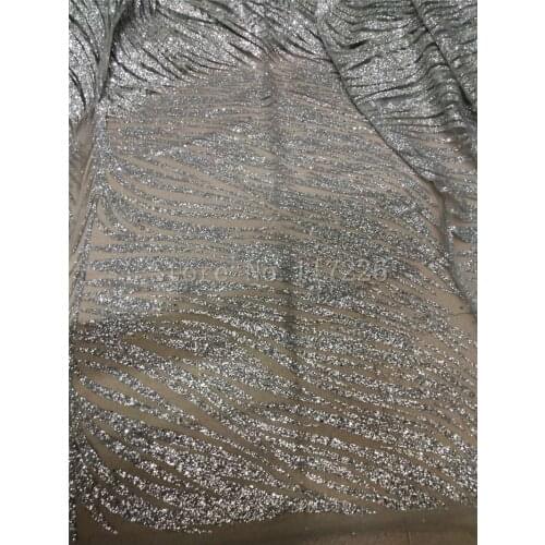 5yards JRB-70803 silver mesh and silver glitter lace fabric hot selling for india african wedding /evening dress