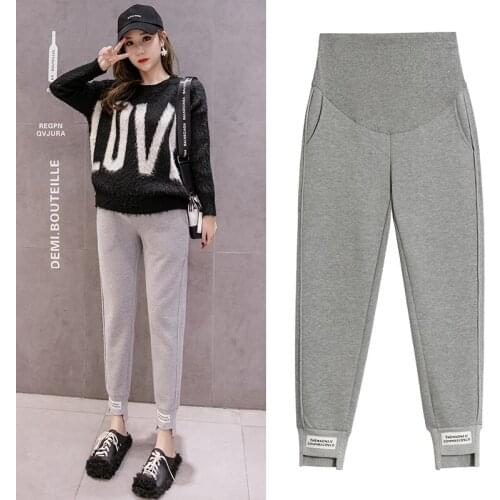 807# Maternity Pants cotton Spring Autumn wide legged Casual Pants Loose Comfy Belly Support Pants Elastic Waist Maternity