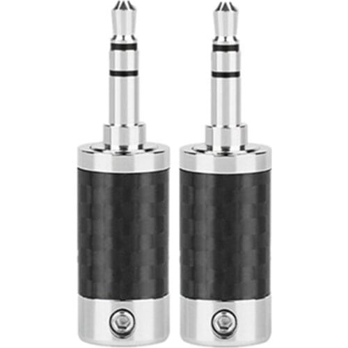 3.5mm Audio Jack Adapter 3 Poles Stereo Carbon Fiber Rhodium Plating Copper Hifi Headphone Wire Connectors DIY 3.5 Earphone Plug
