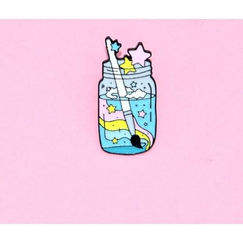 Adventure Drink Bottle Enamel Pin Blue Pretty Brooch Bag Clothes Lapel Pin Sasha Away Badge Cartoon Jewelry Gift For Kids