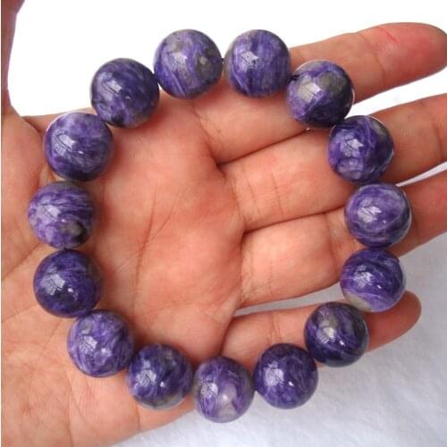 Free Shipping Natural Charoite 15mm Round Beads Bracelet Women Man Jewelry Accessories Weddings Parties Birthday Gift