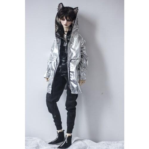 BJD doll suit for 1/3 1/4 MSD Uncle doll size fashionable new silver sequined zip-up hoodie jacket with doll accessories