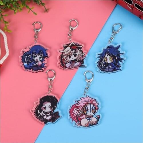 1pcs Cute Demon Slayer keychain Figure Cosplay DIY Kawaii Kamado Tanjirou Kochou Shinobu Demon Slayer pendant key Chain