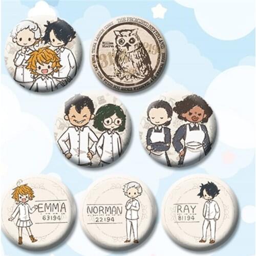 Anime The Promised Neverland Cartoon Pin Brooch Badge Cosplay Prop for Boy Girl Backpack Decor Collection Christmas Gift 7pcs