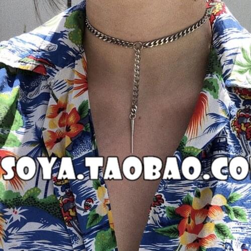 Personality Punk Gothic Silver Rivet Pendant Necklaces for Women Chains on The Neck Female Vintage Chains for Jewelry