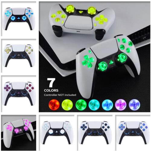 EXtremeRate luminated D-pad Thumbstick Share Option Home Face Buttons 7 Colors 9 Modes DTF LED Kit for PS5 Controller