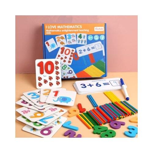 Child Wooden Mathematics Numbers Sticks Math Toys Baby Children Early Learning Counting Educational Toy With Box Kids Gift