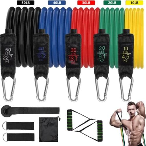 11Pcs/Set Resistance Bands Fitness Exercises Elastic Bands Long Stretch Training Loop Tube Bands Expander Home Workout Equipment