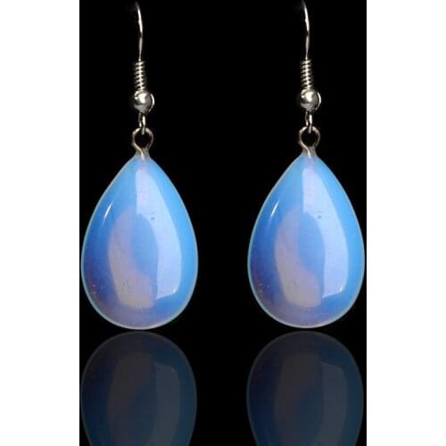 Foreign semi-precious earrings crystal earrings simple wild opal earrings drop white transparent earrings