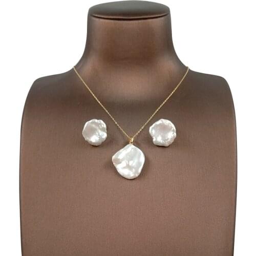 Keshi baroque pearl set ,925 SILVER jewelry set with necklace and earring,100% NATURE FRESHWATER PEARL -good big baroque pearl