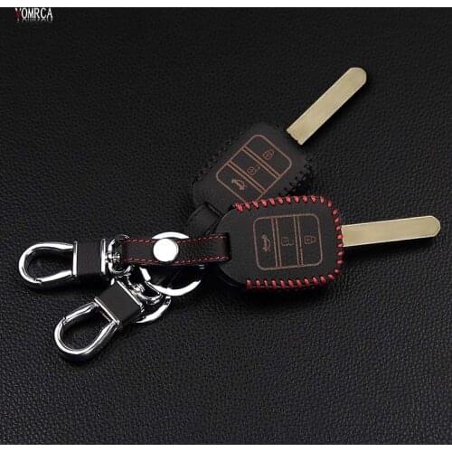 3 button leather car remote key case car-covers For Honda Accord HRV CRV Crosstour Spirior Odyssey Civic car keys accessories