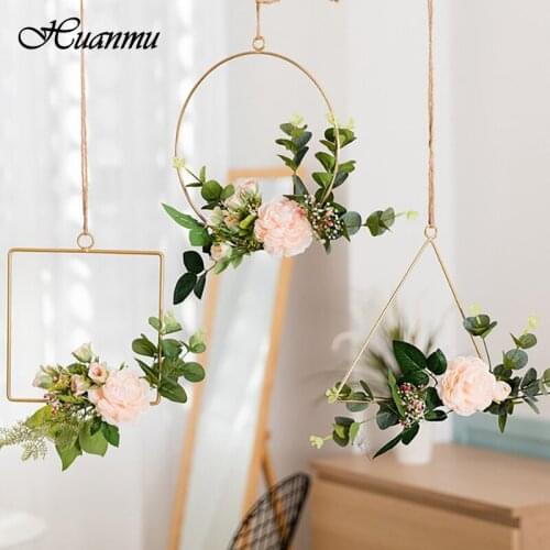 Creative Wall Hangings Decoration Ring Metal Simulation Flower Wall Hangings Home Decor Bedroom Pendant décoration de jardin