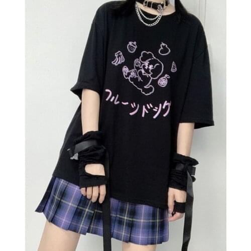 Summer dark tops Gothic cartoon tees Harajuku Japanese casual loose ins Harajuku Vintage clothing female Ulzzang kawaii T-shirt