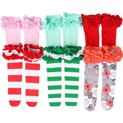 Kaiya Angel 2017 Hot Kids Baby Girl Christmas Winter Cute Floral Socks for Princess Solid Color Socks Factory wholesale