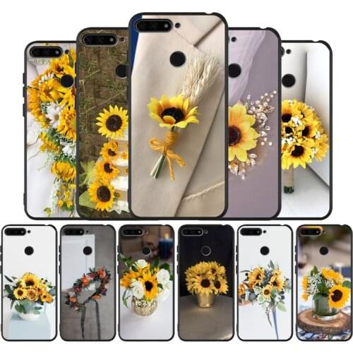 Cute Summer Daisy Sunflower Floral Flower black Case For Huawei honor 30 8 8X 9 10 10 Lite 20 Mate 10 20 30 Lite Pro cover