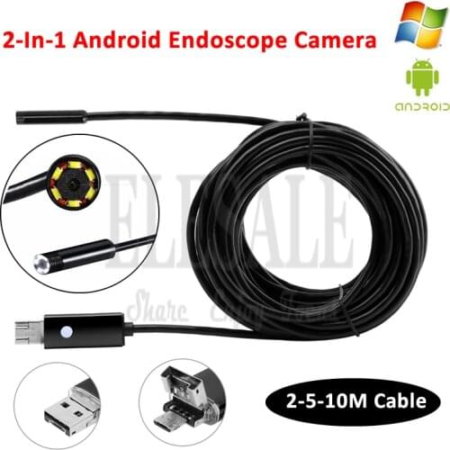 Newest 2M 2-In-1 Android Endoscope Camera Compatible With Android Phone Windows PC For PCB Detection Tube Camera