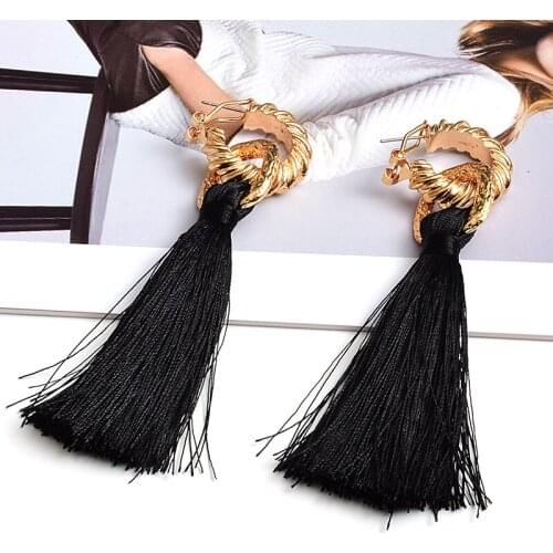 Ethnic Handmade Long Silk Tassel Earrings Vintage Drop Earrings For Women Girls Bohemian Earrings Jewelry Wholesale