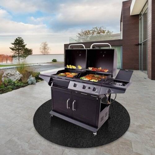 Fireplace Fireproof Mat Outdoor Lawn Terrace Barbecue Fireproof Mat Black Round Protective Mat barbeque accessories