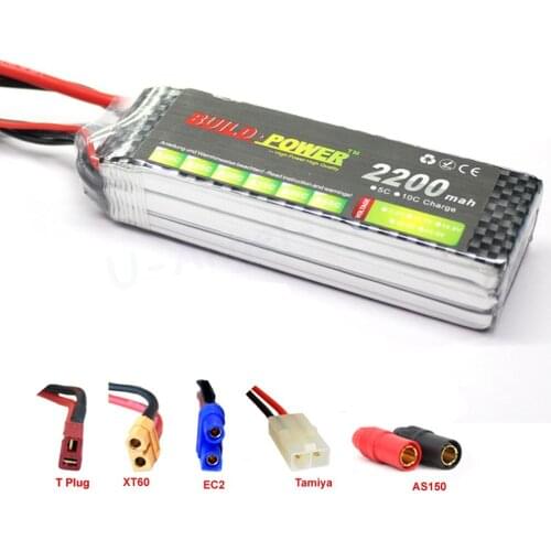 Original Build Power Lipo Battery 7.4V 11.1V 14.8V 18.5V 22.2V 2200mah 25c Max 50C for RC Car Boat Quadcopter FPV