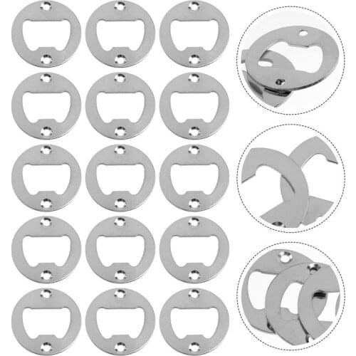 15Pcs Round Metal Strong Polished Bottle Opener Insert Parts Beer Bottle Opener Silver Beer Opener Round Beer Opener