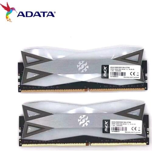 ADATA XPG D60 RGB PC Desktop Memory RAM Memoria Module 16GB(8GBx2) DDR4 PC4 3200MHz 3600MHz DIMM for Computer