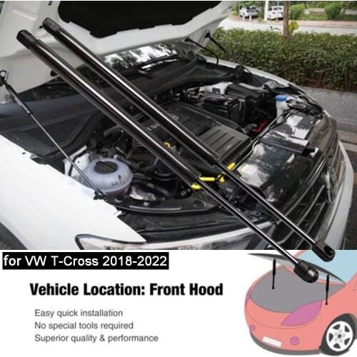For VW Volkswagen T-Cross 2018-2020 Front Hood Bonnet Modify carbon fiber Gas Struts Shock Damper Lift Supports