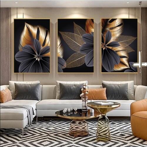 Black Red Plant Leaf Canvas Poster Print Modern Abstract Modern Wall Art Painting Nordic Living Room Picture Home Decoration
