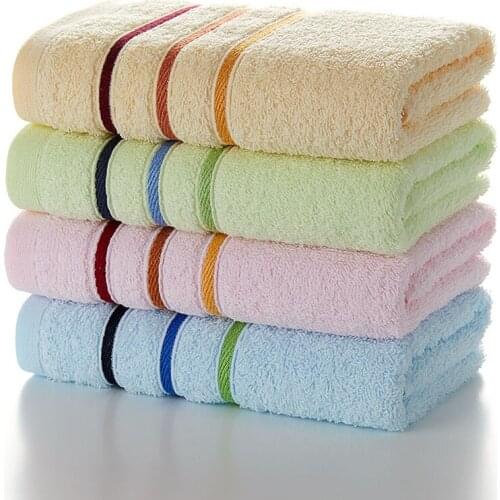 100% Cotton Color Stripe Plain Face Towel Quick-Dry Bathroom Towels for Adults Vs Pink Hair Turban Towel Serviette De Bain