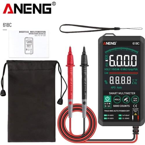 ANENG 618C Professional Digital Multimeter Smart Touch DC Analog Bar True RMS Auto Tester Transistor Capacitor NCV Testers Meter