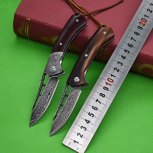 Folding Steel Knife Multi-Purpose High Hardness VG10 Damascus Fold Knives Mini Portable Camp Outdoor Defense Knife Utility EDC