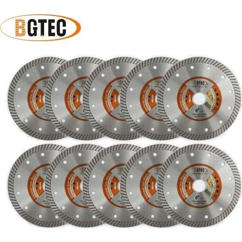 BGTEC 10pcs 6 Inch Super-Thin Diamond Turbo saw blades 150mm Cutting Blades for Cutting Ceramic Tile Granite