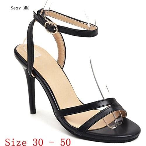 Summer Pumps Women Peep Toe High Heels Gladiator Sandals Woman High Heel Shoes Small Plus Size 30 31 32 33 - 45 46 47 48 49 50