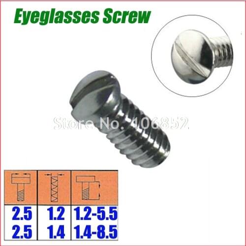2.5mm Head 2.5x1.2 2.5x1.4 length 1.2-8.5mm M1.2 M1.4 glasses screws Optical Eyewear Eyeglasses slotted screw accessories