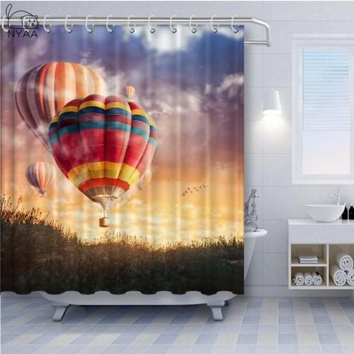 Nordic Style Animals Turkish Hot Air Balloon Colorful For Bathroom Shower Curtains Frabic Waterproof Polyester Bath Curtain Hook