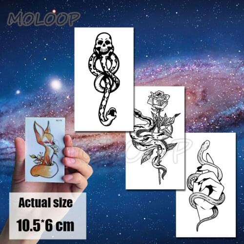 Temporary Tattoo Water Transfer Tatoo Sticker Tattoo Black snake Halloween Rose Flower Tatto Body Art Sexy Tatoo Girl Arm Tatto