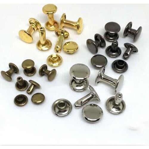 Double Cap Rivets, Medium 9 mm Head, 9 x 9 mm Post, Nickel Finish