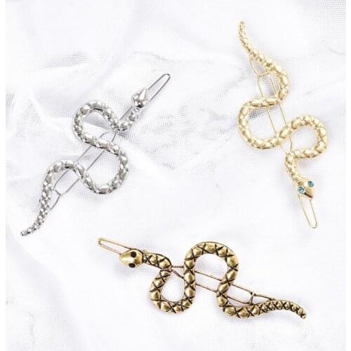 Snake Shape Hairpins Barrette Hair Accessories Metal Hair Clips Styling Clips for Women, Barber, Gold, Silver, Ancient Gold