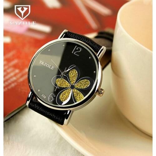 2019 YAZOLE Women Quartz Watches Fashion Flower Wristwatch Leather straps Wrist Watch Ladies Rhinestone watch relogio feminino