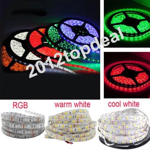 1-5M SMD 5050 RGB white Waterproof 300 LED Flexible 3M Tape Strip Light DC12V